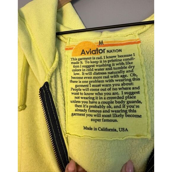 Aviator Nation Women’s Full Zip Hoodie - Neon Yellow - M - READ - Picture 5 of 12